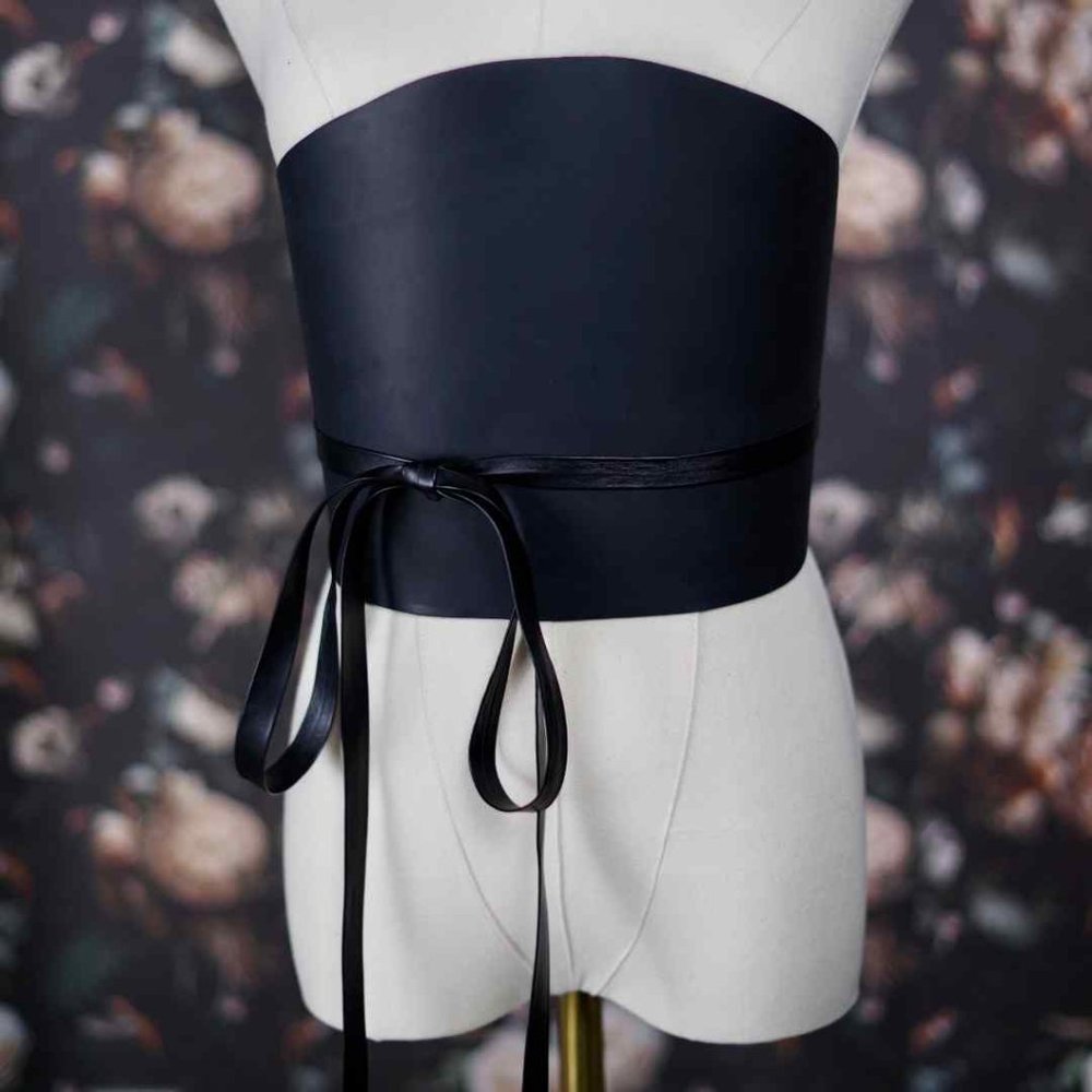 Dehanche Inspired Leather Corset Belt with Tie Straps